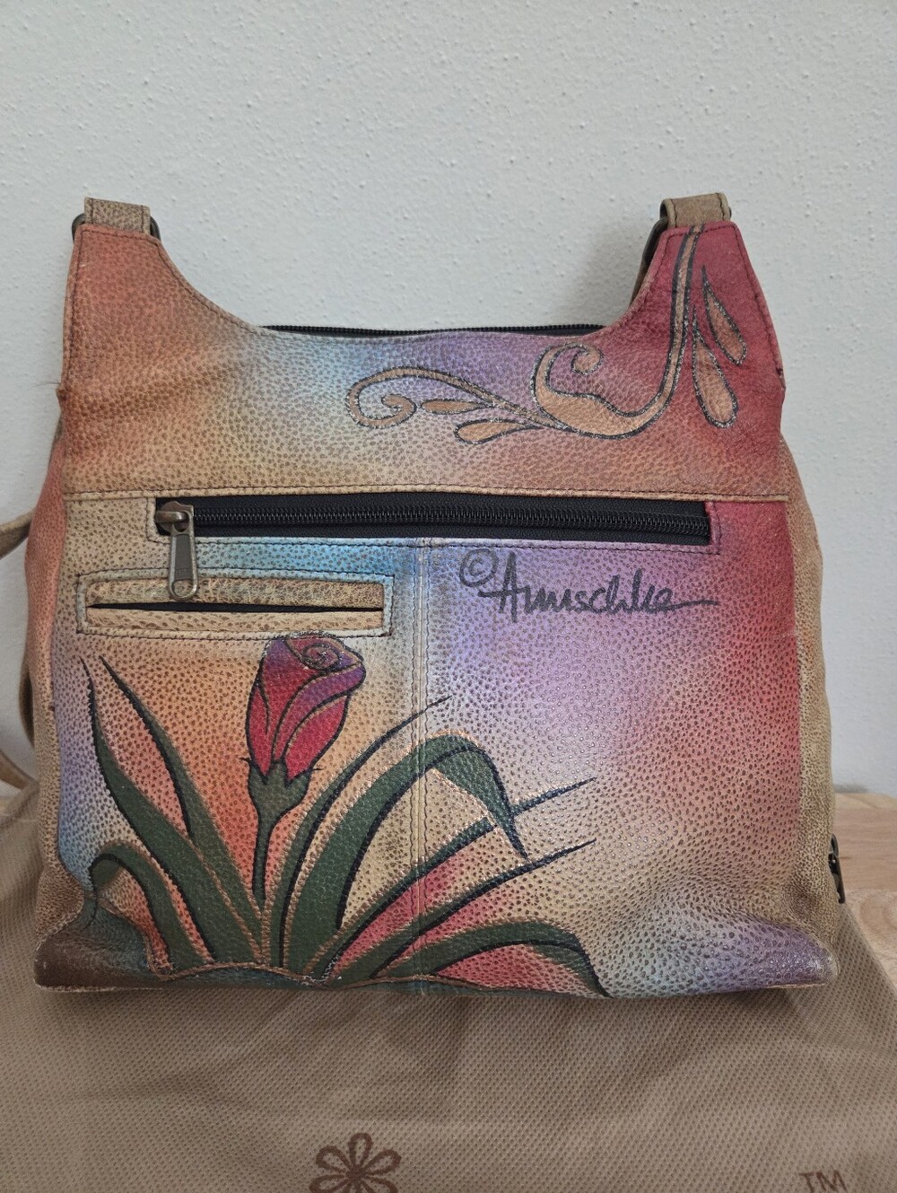 Anuschka Rose Butterfly Print Handbag - Picture 3 of 13